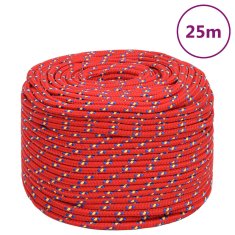 Vidaxl Vrv za čoln rdeče 10 mm 25 m polipropilen