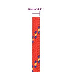 Vidaxl Vrv za čoln rdeče 16 mm 100 m polipropilen