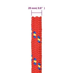 Vidaxl Vrv za čoln rdeče 20 mm 100 m polipropilen