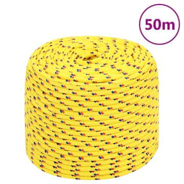 Vidaxl Vrv za čoln rumena 6 mm 50 m polipropilen