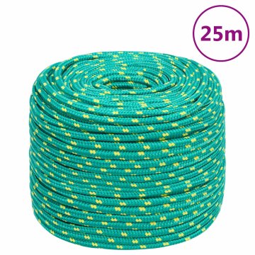 Vidaxl Vrv za čoln zelena 8 mm 25 m polipropilen