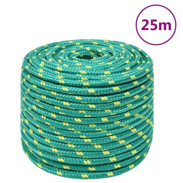Vidaxl Vrv za čoln zelena 12 mm 25 m polipropilen