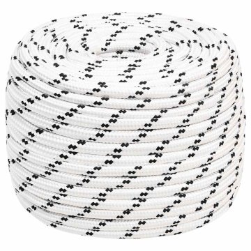 Vidaxl Pletena vrv za čoln bela 14 mm x 100 m poliester