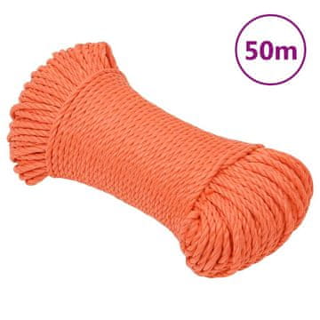 Vidaxl Delovna vrv oranžna 6 mm 50 m polipropilen