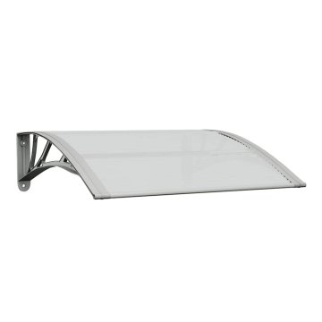Vidaxl Nadstrešek za vrata siv in prozoren 80 x 75 cm polikarbonat