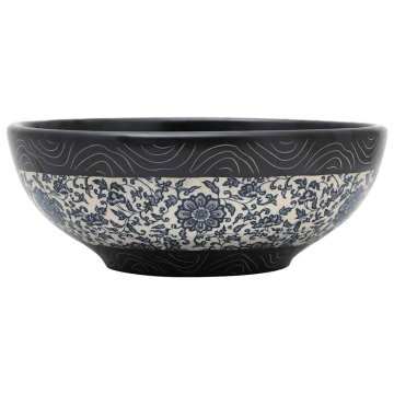 Vidaxl Nadpultni umivalnik črn in moder okrogel Φ41x14 cm keramika