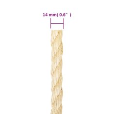 Vidaxl Vrv iz 100 % sisala 14 mm 25 m