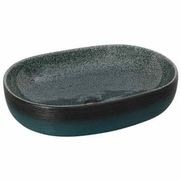 Vidaxl Nadpultni umivalnik turkizen ovalen 59x40x14 cm keramika