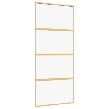 Vidaxl Drsna vrata zlata 90x205 cm prozorno ESG steklo in aluminij
