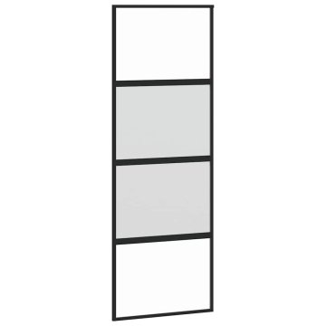 Vidaxl Drsna vrata črna 76x205 cm kaljeno steklo in aluminij