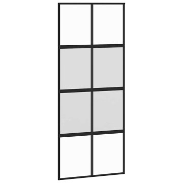 Vidaxl Drsna vrata črna 90x205 cm kaljeno steklo in aluminij