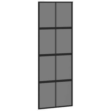Vidaxl Drsna vrata črna 76x205 cm kaljeno steklo in aluminij