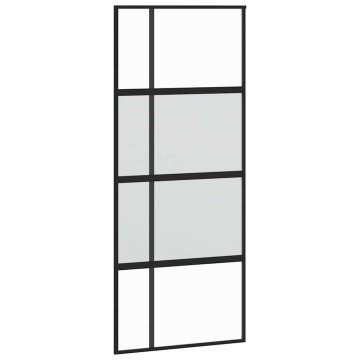 Vidaxl Drsna vrata črna 90x205 cm kaljeno steklo in aluminij