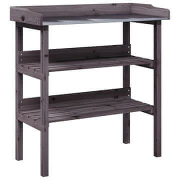Vidaxl Miza za rastline s policami siva 78x38x82,5 cm trden les jelke