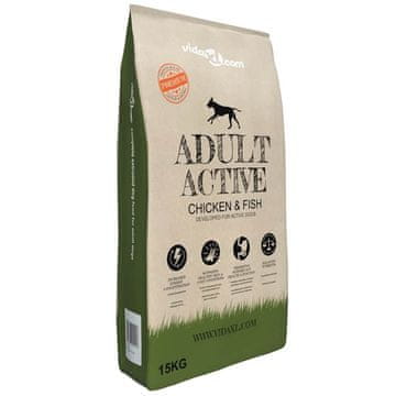 Vidaxl Premium suha hrana za pse Adult Active Chicken & Fish 15 kg