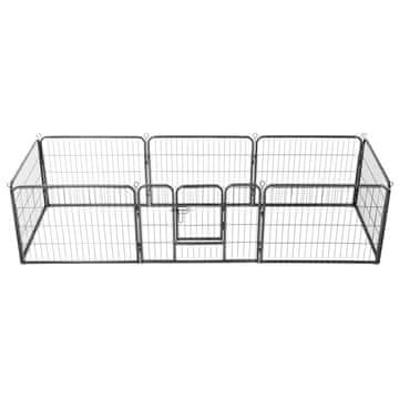 Vidaxl Ograda za pse z 8 jeklenimi paneli 60x80 cm črne barve