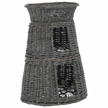 Vidaxl Mačja košara 3-delna z blazinami 47x34x60 cm naravna vrba