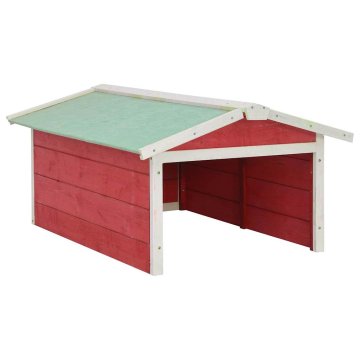 Vidaxl Garaža za robotsko kosilnico 72x87x50 cm rdeča in bela lesena