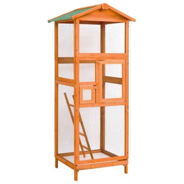 Vidaxl Ptičja kletka 68x62x166 cm trden les jelke