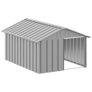 Vidaxl Pasja uta siva 116,5x153x81,5 cm pocinkano jeklo