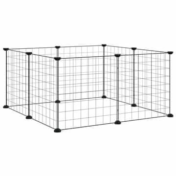 Vidaxl 8-delna kletka za hišne ljubljenčke črne barve 70 x 70 x 35 cm jeklo