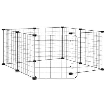 Vidaxl 8-delna kletka za hišne ljubljenčke z vrati črna 70x70x35 cm jeklo
