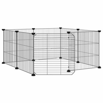 Vidaxl 8-delna kletka za hišne ljubljenčke z vrati črna 70x70x35 cm jeklo