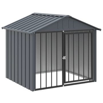 Vidaxl Pasja uta s streho črna 117x103x102 cm pocinkano jeklo