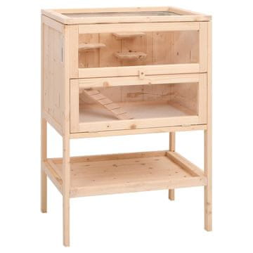 Vidaxl Kletka za hrčka 55x40x80 cm masivni les jelke