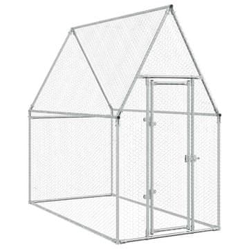 Vidaxl Kokošnjak srebrn 200x100x190 cm pocinkano jeklo