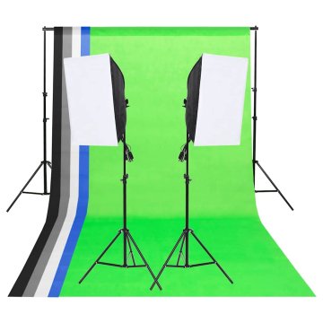 Vidaxl Komplet za studijsko osvetlitev z ozadji in softboxi