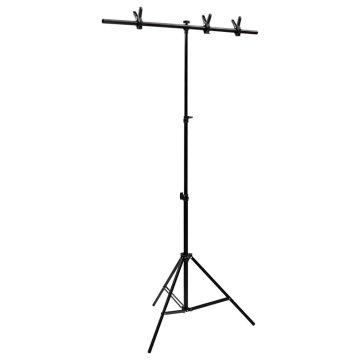 Vidaxl Stojalo za ozadje v obliki črke T črno 91x60x(70-200) cm