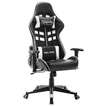 Vidaxl Gaming stol črno in belo umetno usnje