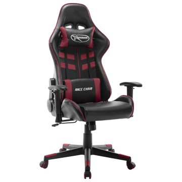 Vidaxl Gaming stol črno in vinsko rdeče umetno usnje