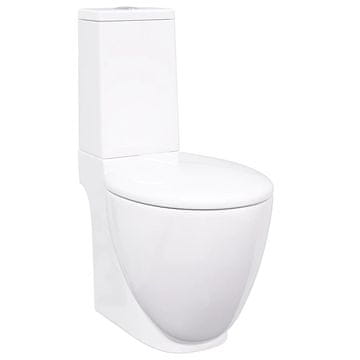 Vidaxl Keramična WC školjka pretok vode zadaj bela