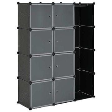 Vidaxl Modularna omarica z 9 predelki 109x36,5x143 cm črno bela
