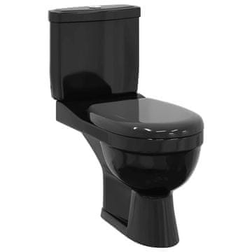 Vidaxl WC školjka s kotličkom črna
