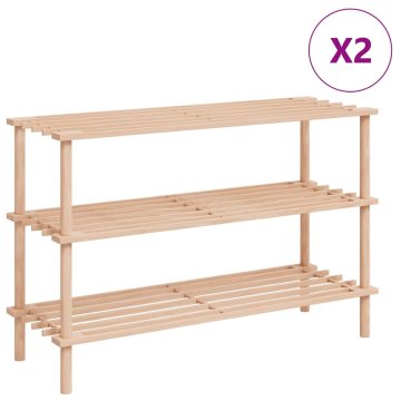 Vidaxl Stojalo za čevlje 3-nadstropno 2 kosa trden les jelke