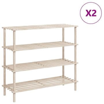 Vidaxl Stojalo za čevlje 4-nadstropno 2 kosa trden les jelke