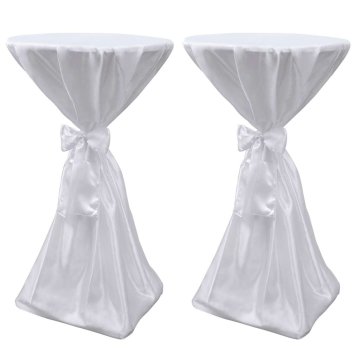 Vidaxl Pregrinjalo za Mizo 60 cm Bele Barve s Trakom 2 kosa