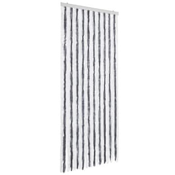 Vidaxl Zavesa proti mrčesu iz šenilje 90x220 cm siva in bela