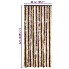 Vidaxl Zavesa proti mrčesu iz šenilje 90x220 cm bež in svetlo rjava