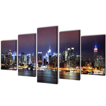 Vidaxl Set platen s printom New York ponoči 100 x 50 cm