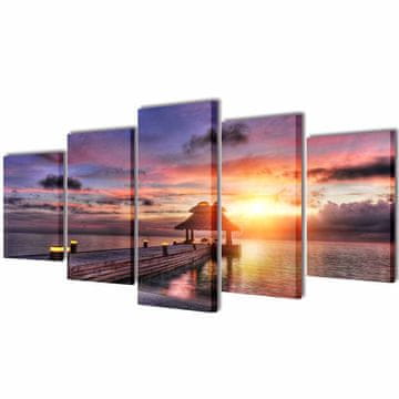 Vidaxl Set platen s printom plaže s paviljonom 200 x 100 cm