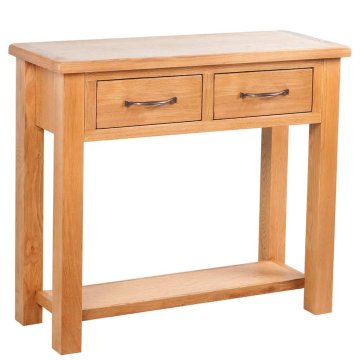 Vidaxl Konzolna mizica z 2 predaloma 83x30x73 cm trdna hrastovina