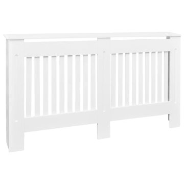 Vidaxl Dekorativen Pokrov/Omarica za Radiator 152 cm inženirski les Bele Barve