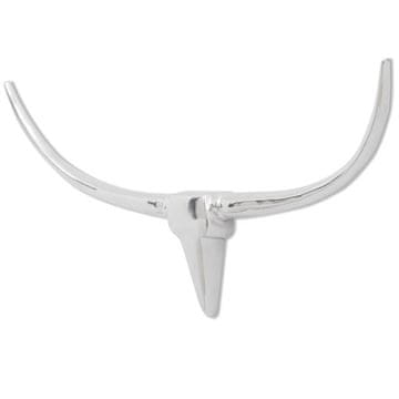 Vidaxl Stenska aluminijasta dekoracija v obliki bikove glave, srebrna, 96 cm