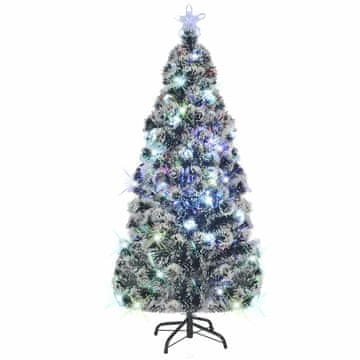 Vidaxl Osvetljena novoletna jelka s stojalom in LED 150 cm optična vlakna