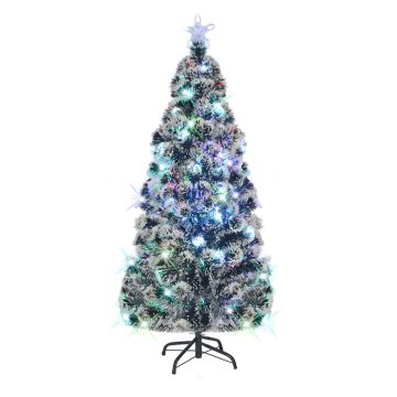Vidaxl Osvetljena novoletna jelka s stojalom in LED 180 cm optična vlakna