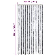 Vidaxl Zavesa proti mrčesu iz šenilje 100x220 cm siva in bela